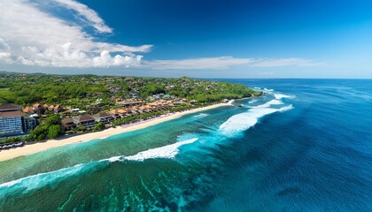 Fototapeta premium breathtaking summer aerial view of suluban beach bali coastline and bustling resorts