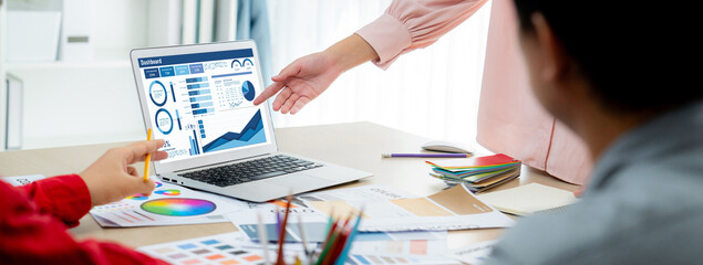 Business data dashboard provide business intelligence analytic for marketing strategy planning brisk with big data set to analyze customer demands and foreseeing business future