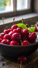 Fresh cherries in a bowl
