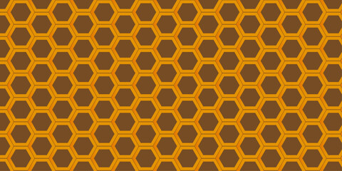 Vector seamless geometric honeycomb pattern with hexagons in yellow and gold for backgrounds and wallpaper design. honey, bee, cell, sweet, comb, beehive, food, orange, nature, wax, backgrounds, decor
