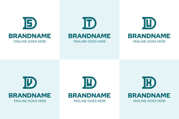 Letters DS DT DU DV DW DX Monogram Logo Set, for SD TD UD VD WD XD initials