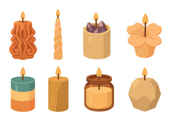 Elegant assortment of decorative candles in various shapes and styles