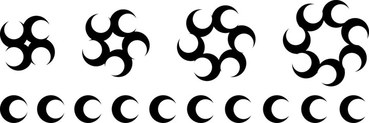 Circles or crescent shapes arranged in round pattern, can be used as infographics element
