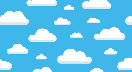 Fototapeta premium Illustration of white clouds on a blue background.