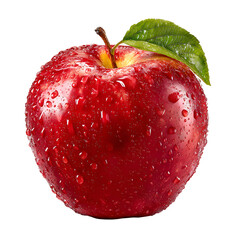 Red Apple with Glossy Skin and Condensation, Fresh Fruit Concept, isolated on transparent background