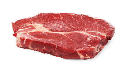 Piece of raw beef meat isolated on white