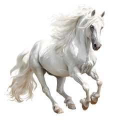 White Andalusian Horse in Graceful Pose, Elegant Animal Portrait, isolated on transparent background
