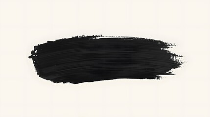 A bold, artistic statement, the black paint stroke commands attention on the minimalist, clean canvas.