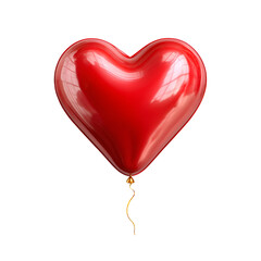 Romantic Heart Balloon in Glossy Red Finish, Valentine?s Day Celebration, isolated on transparent background