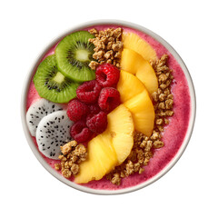 Refreshing Smoothie Bowl with Tropical Fruits and Granola, Healthy Lifestyle Choice, isolated on transparent background
