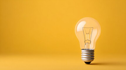 A clear light bulb is displayed prominently against a bold yellow backdrop, emphasizing the concepts of inspiration and bright ideas in a modern context.