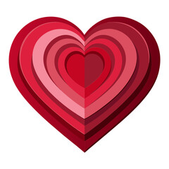 Layered Paper Cut Red Heart Vector with Soft Folds and 3D Depth Design