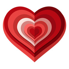 Romantic Paper Cut Heart Vector in Shades of Red with Layered Style