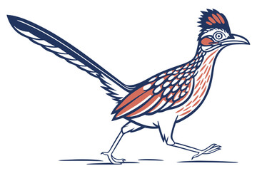 Simple Roadrunner Bird Vector Design on White Background