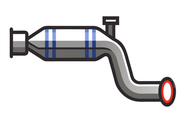 Minimalist Exhaust Pipe Vector with Smoke Details Clean Illustration