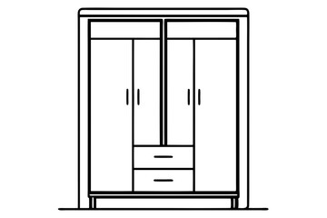 Tall Wooden Wardrobe Vector with Sliding Doors Modern Furniture Design