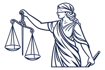 Woman Holding Justice Scale Vector Art Themis Statue Concept Design