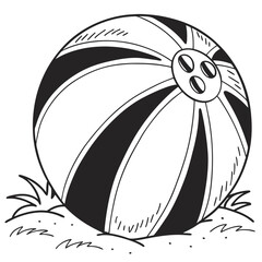 Beach Ball Coloring Book Style Vector Art for Kids Illustration