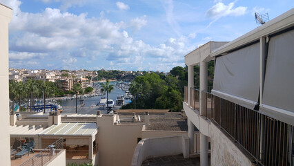 Mediterranean White Architecture Rooftop Terrace Urban Residential Area View