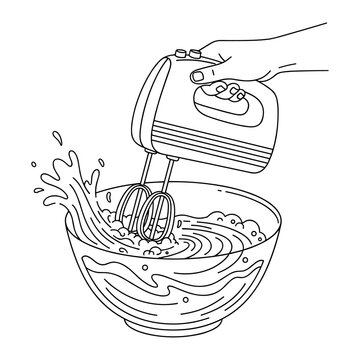 hand mixing bowl with electric mixer clip art preview