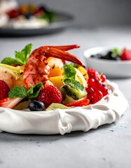 Fresh fruit salad with shrimp