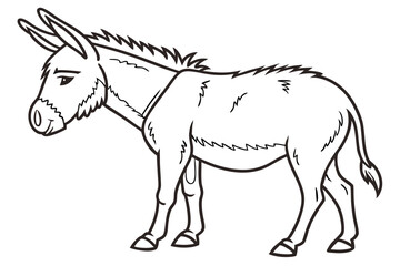 Donkey Vector Illustration on White Background Minimal Farm Animal