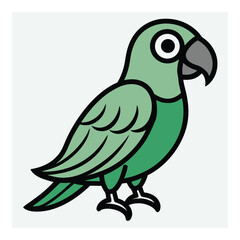 Simple Green Parrot Icon for a Pet Shop or a Tropical Design