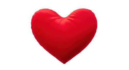 Isolated puffy red heart pillow for love, romance and Valentine's Day concepts design