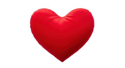 Isolated puffy red heart pillow for love, romance and Valentine's Day concepts design