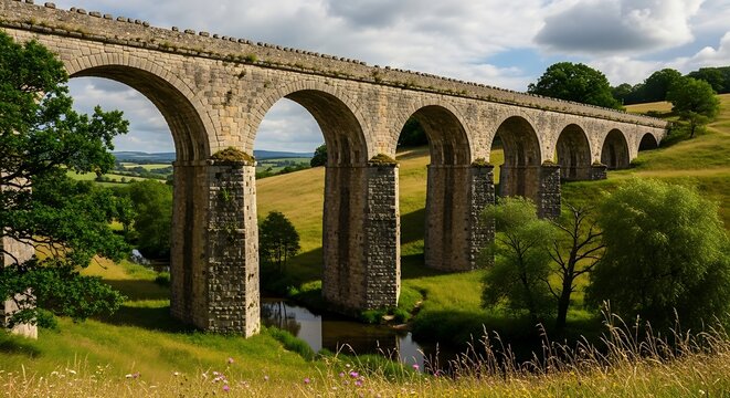 Chirk Aqueduct - A Historic Canal Bridge in the Welsh Countryside.