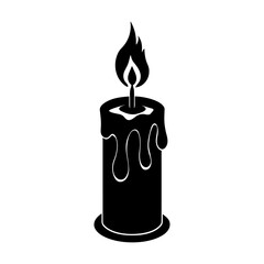 Vector Christmas Candle With Dripping Wax And Glowing Flame