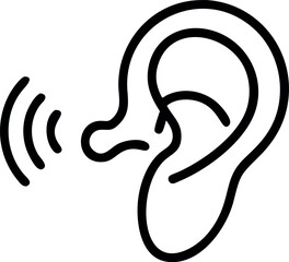 Fototapeta premium Ear outline icon Vector illustration, Active Listening Icon, Perfect for Communication and Training Graphics