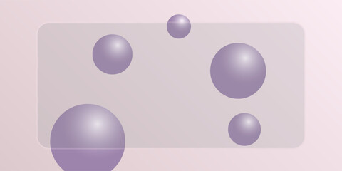 Website landing page template in glass morphism style. Frosted glass partition with floating spheres. Vector eps10