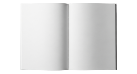 Isolated open blank notebook with empty sheets for sketching or journaling close up shot