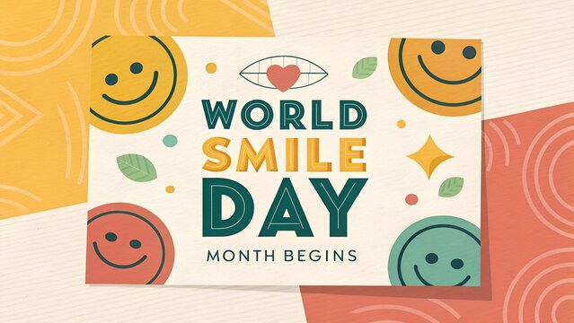 Celebrating world smile day with colorful graphic elements and cheerful design