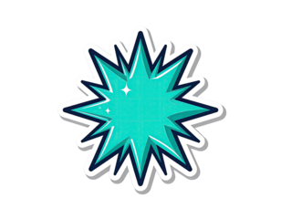 Teal starburst sticker graphic