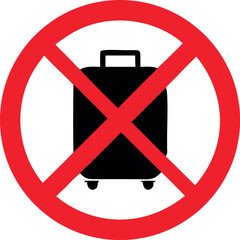 No trolley case allowed sign. Forbidden signs and symbols vector art