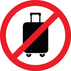 No trolley case allowed sign. Forbidden signs and symbols vector art