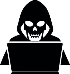 Hacker icon vector, Hacker thief with laptop icon