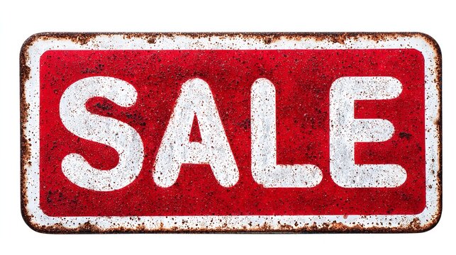 Grungy vintage red and white SALE sign with rustic weathered texture, perfect for attracting attention to promotions and discounts