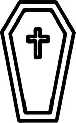 Coffin icon in outline style vector