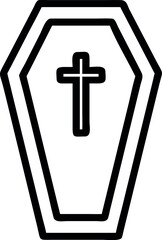 Coffin icon in outline style vector
