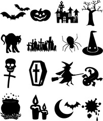 halloween icons set