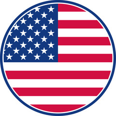 USA Flag Circle (United States of America) Color. Vector Illustration.