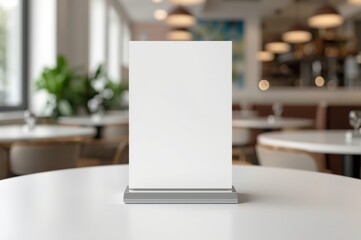 Blank menu card mockup on restaurant table showcasing promotional content for diners