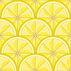 Lemon slices seamless tropical citrus pattern vector illustration 