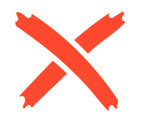 Light red brush stroke X mark with rough edges, hand drawn cancel or error symbol in bold expressive style for alerts, wrong or fail sign, PNG with transparent background