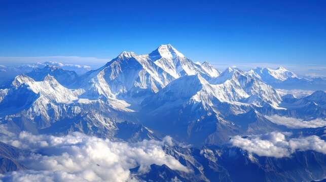 Majestic Himalayan Panorama: An Aerial View of Snow-Capped Peaks