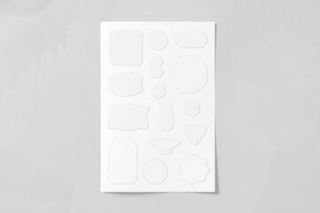 Variety of die cut shapes in blank white for crafting and design mockups, isolated