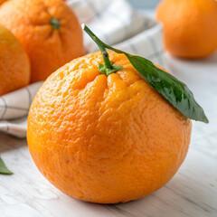 tangerine on a wooden table